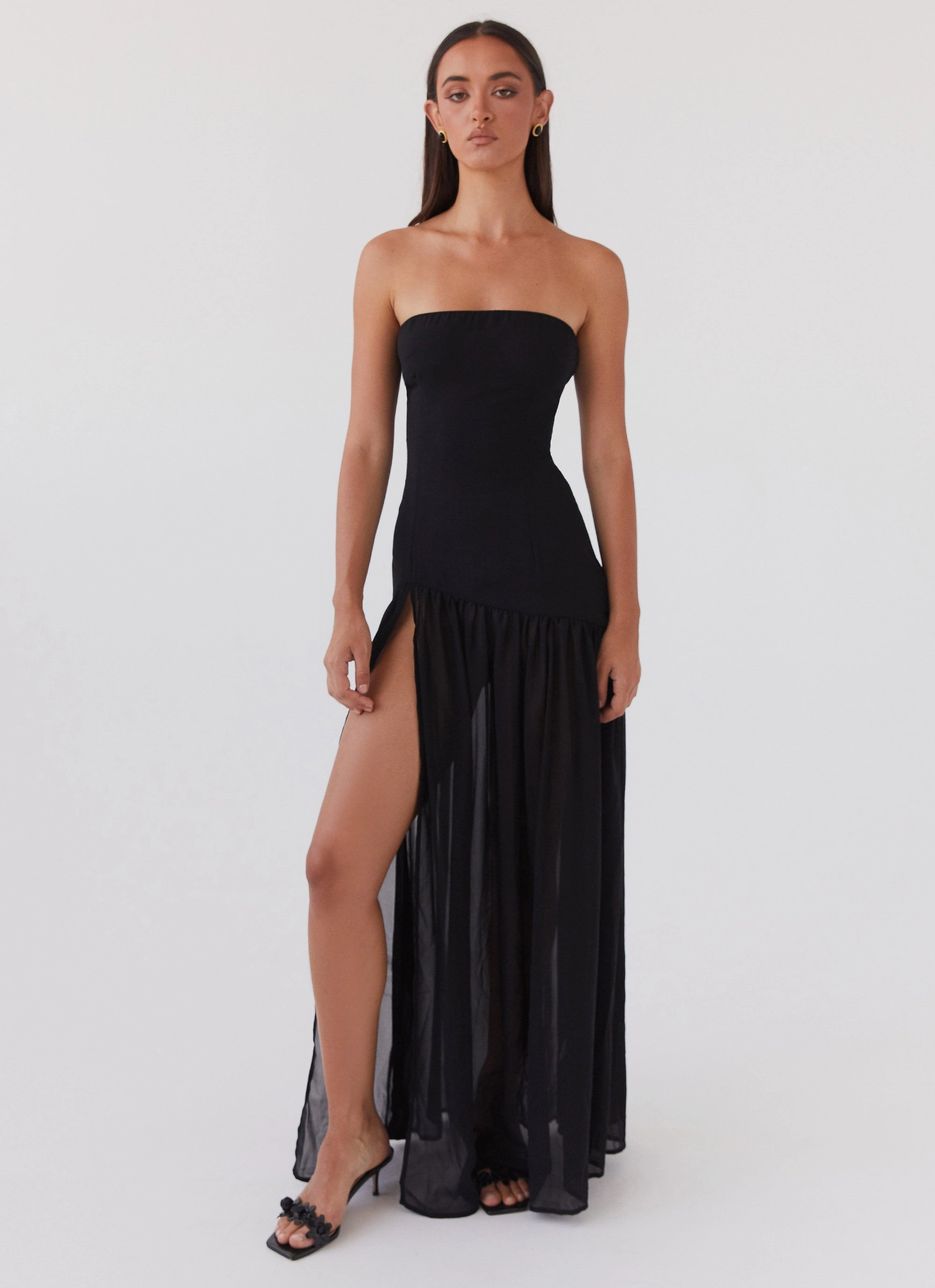 Eden Strapless Maxi Dress - Black Modern and Feminine Dreamy Look