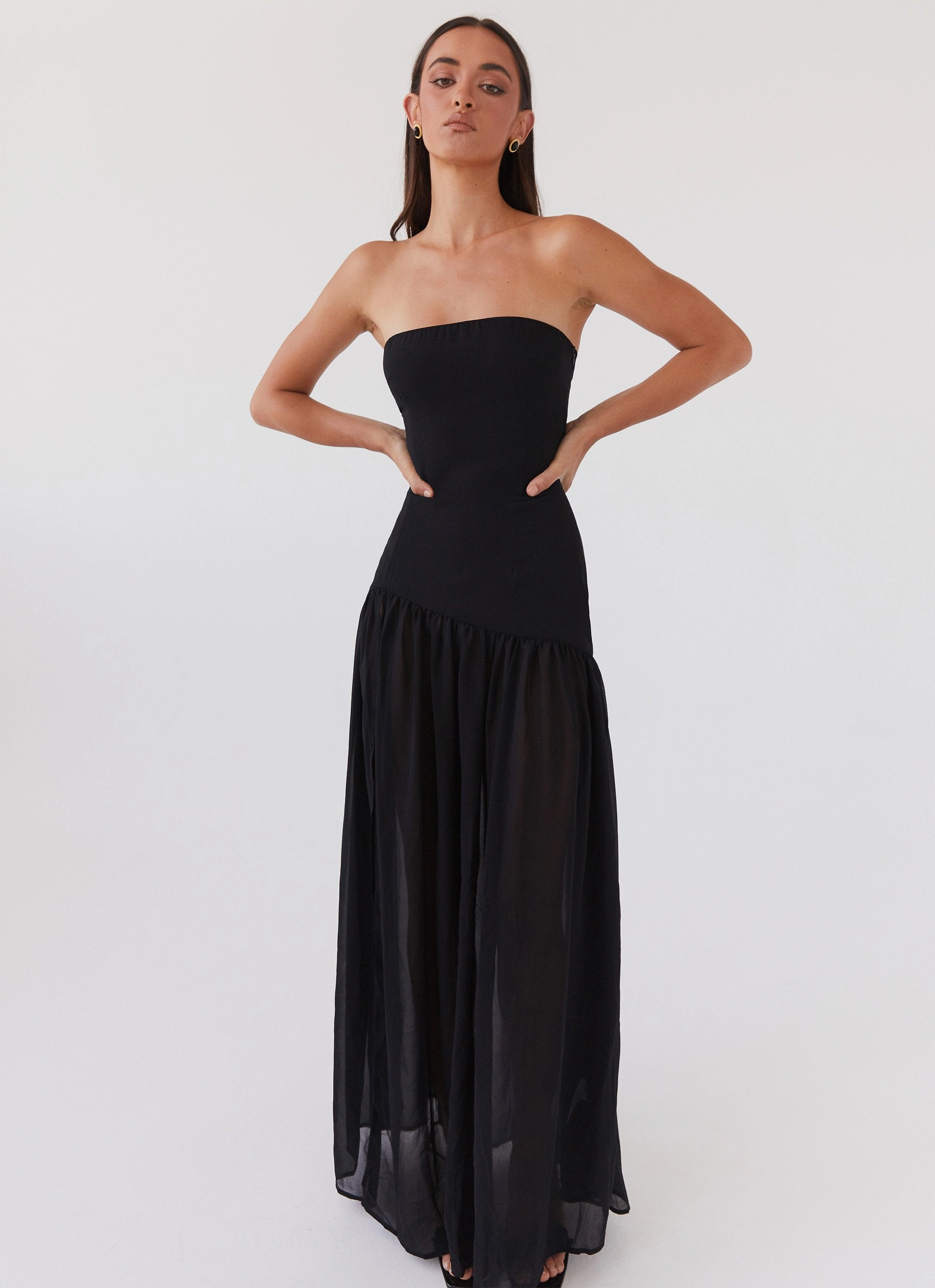 Eden Strapless Maxi Dress - Black Cruise-Wear Simple formal dress