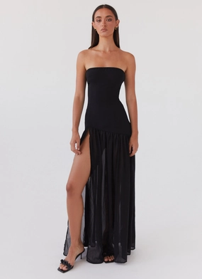 Eden Strapless Maxi Dress - Black Modern and Feminine Dreamy Look