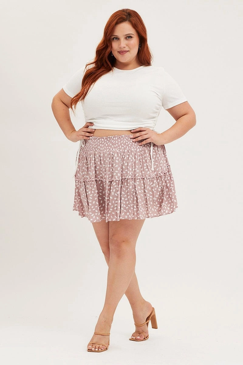 Sleek Flow Bold Look Geo Print Mini Skater Skirt Ruffle Hem