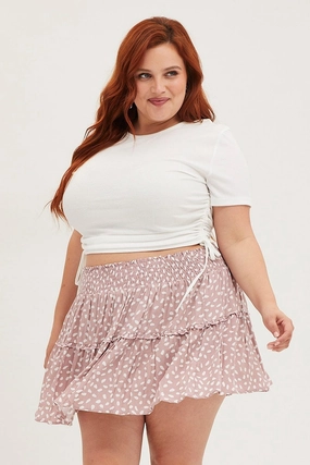 Machine wash safe Outfit Game Geo Print Mini Skater Skirt Ruffle Hem