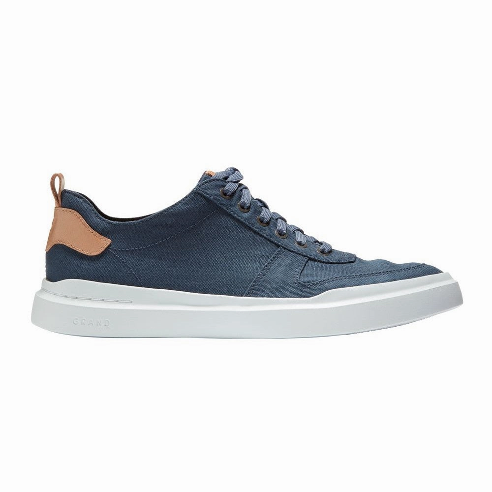 Cole Haan Men's GRANDPR? RALLY CANVAS COURT SNEAKER - Vintage Indigo Canvas/CH Natural Prairie Hike Soft Sole Shoes