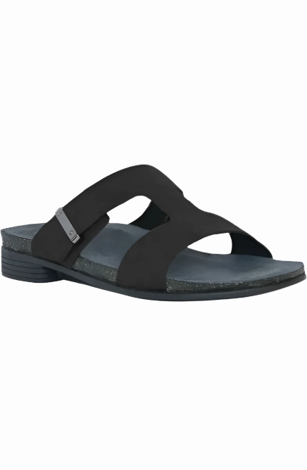 Munro Women's Jody Slide Sandal - Black Trendy Beach Footwear