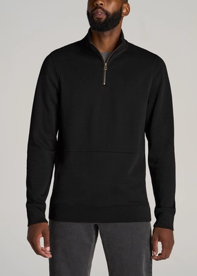 LJ&S Heavyweight Quarter-Zip Men's Tall Pullover in Vintage Black Core Comfort