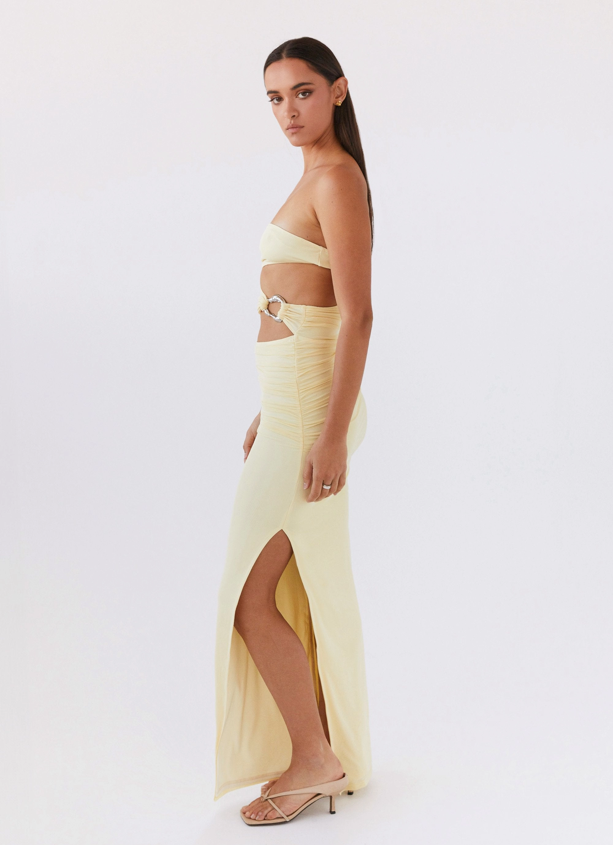Into Pieces Mesh Maxi Dress - Lemon Light Appeal
