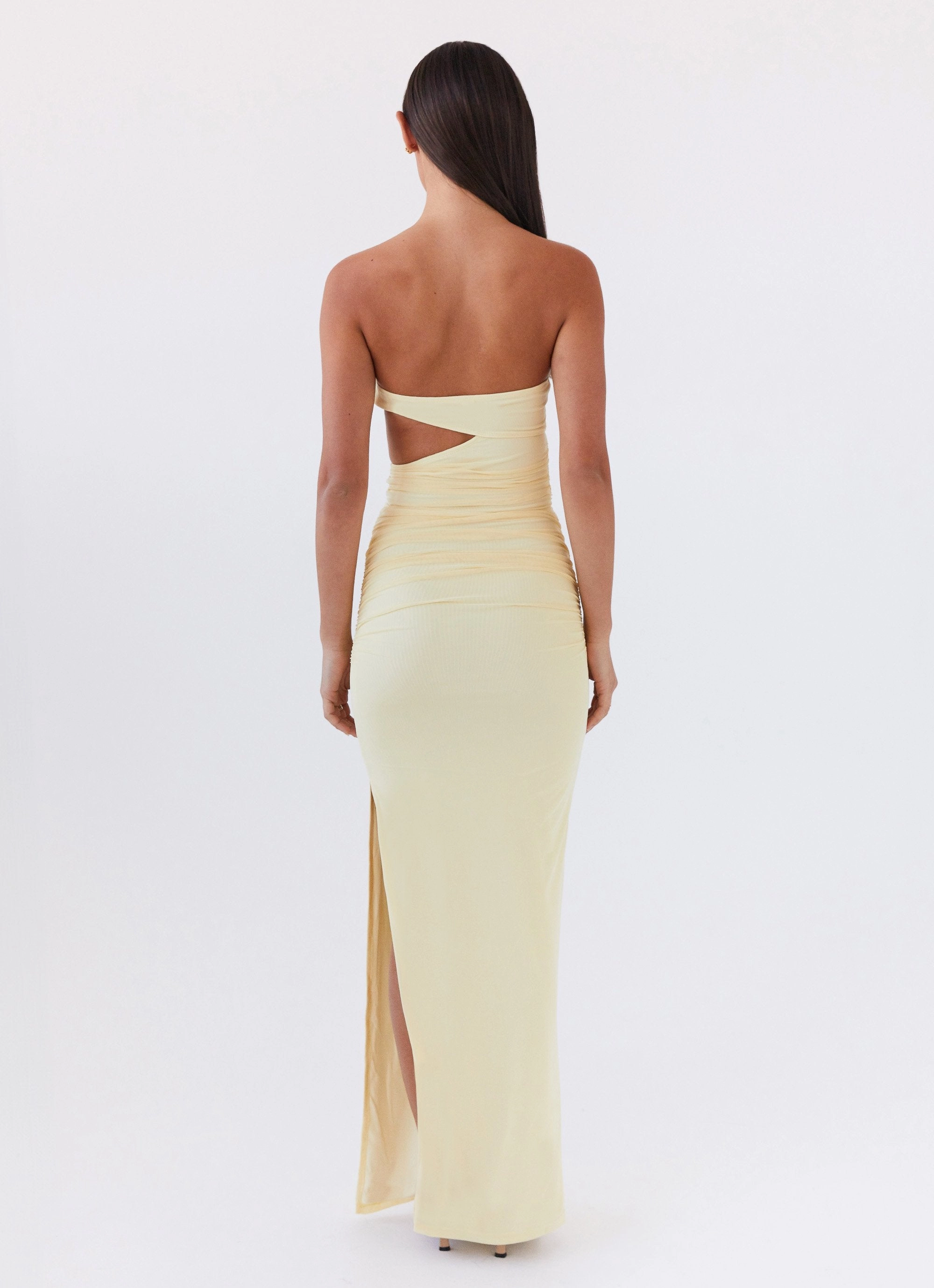 Versatile Comfort Wear Soft Vibes Into Pieces Mesh Maxi Dress - Lemon