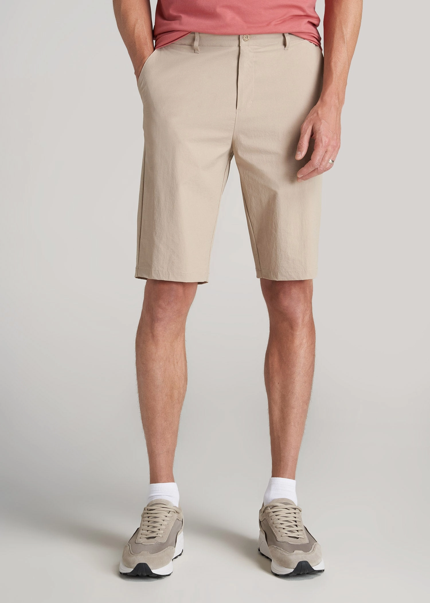 Premium Hybrid Shorts for Tall Men in Clay checkered pattern fresh start