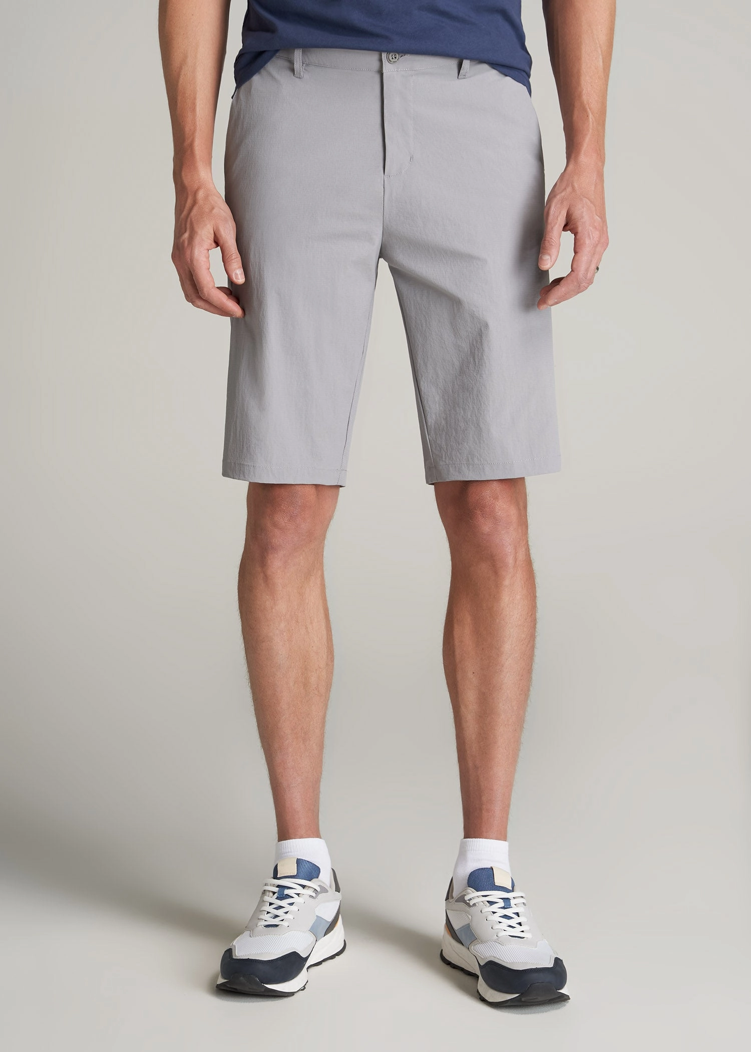 Premium Hybrid Shorts for Tall Men in Night Owl Grey Classic Comfort Sandals