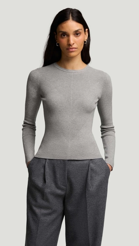 product loop stability Knit Longsleeve Crew in Stretch Wool | Light Grey