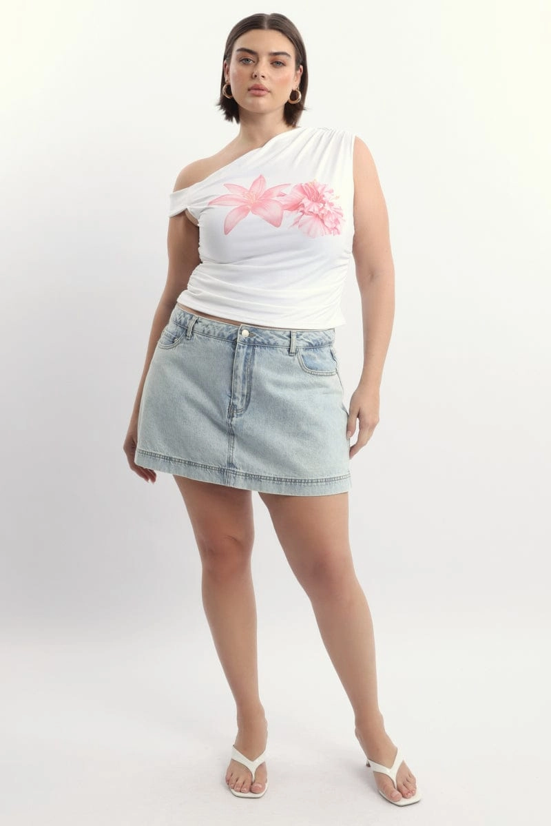 White One Shoulder Top Supersoft Seam Free Back