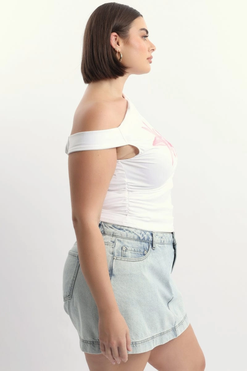White One Shoulder Top Supersoft Essential Fashion