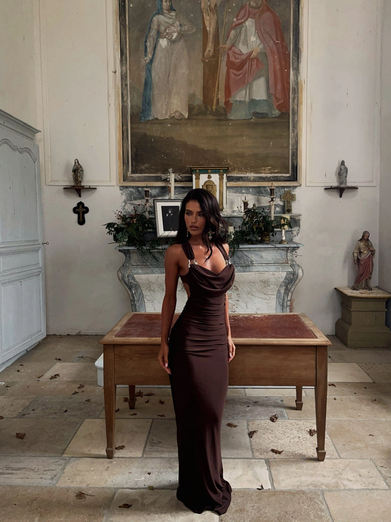 PRIA MAXI DRESS CHOCOLATE Sophisticated Look