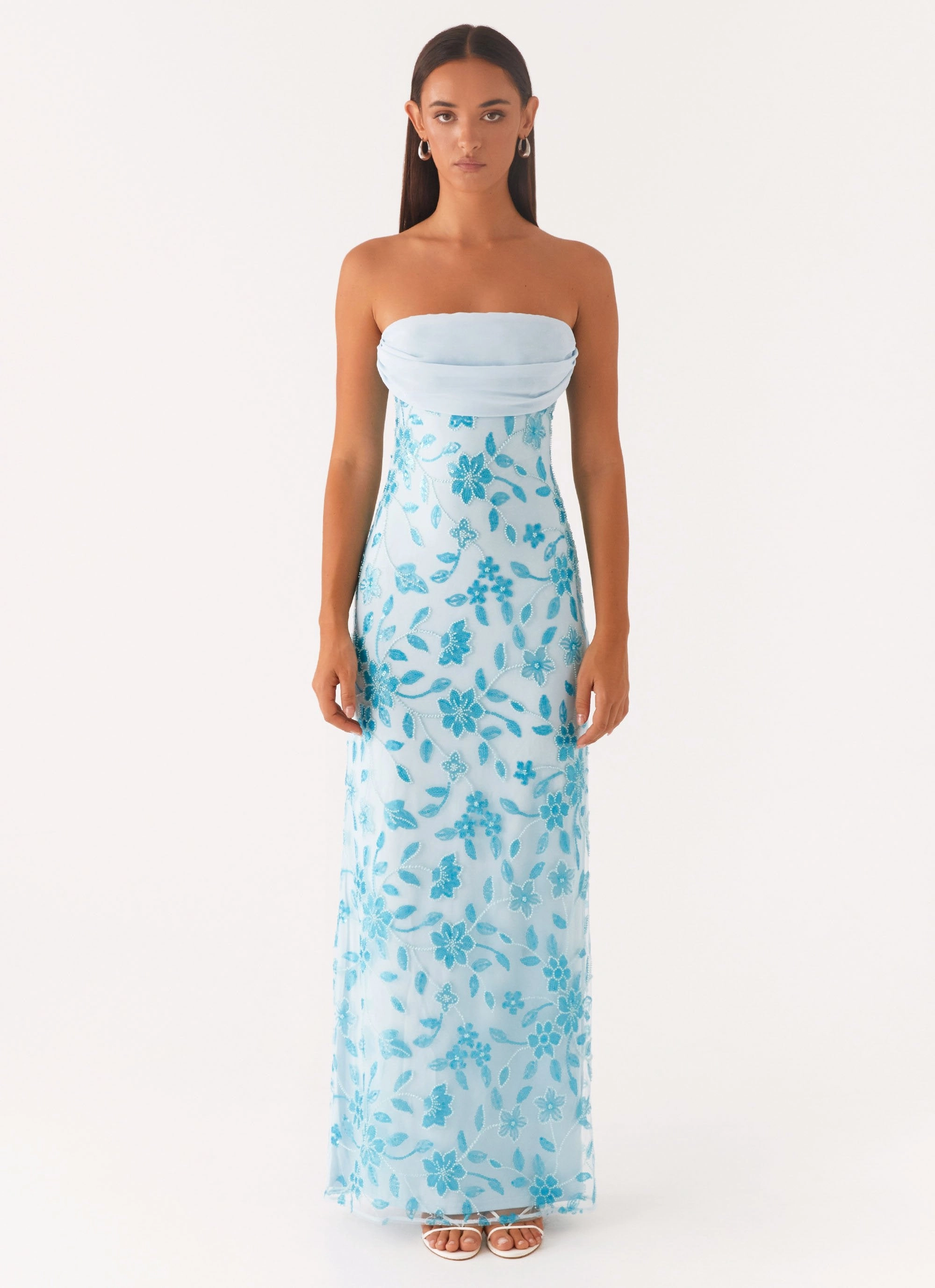 Country View Prism Beaded Maxi Dress - Blue