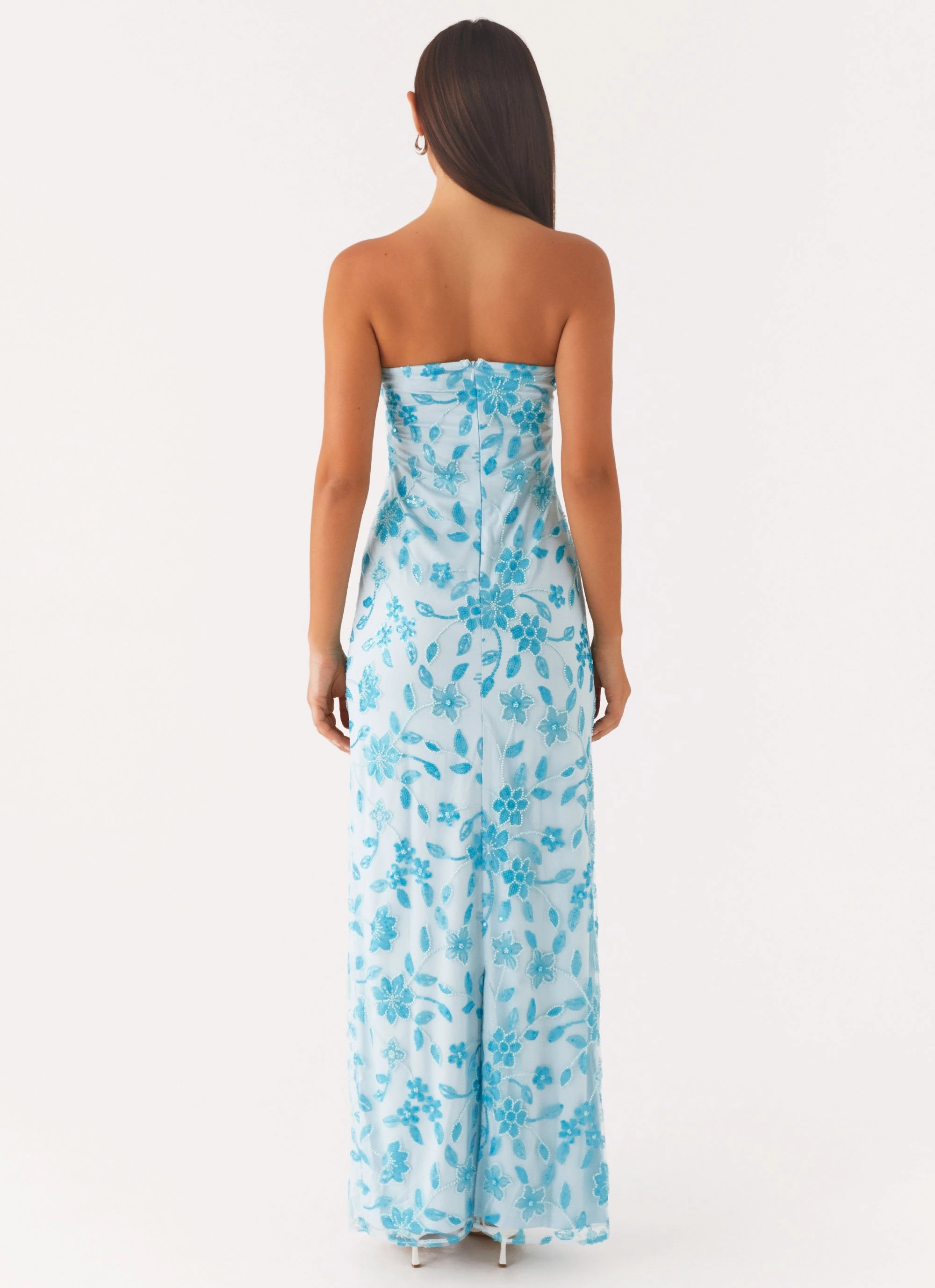 Prism Beaded Maxi Dress - Blue Minimalist Waist