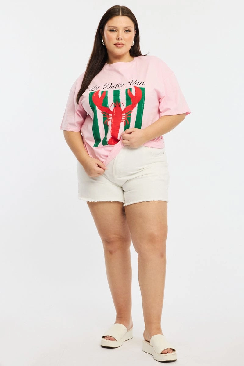 Pink La Dolce Vita Tee Short Sleeve Stylish and Cozy
