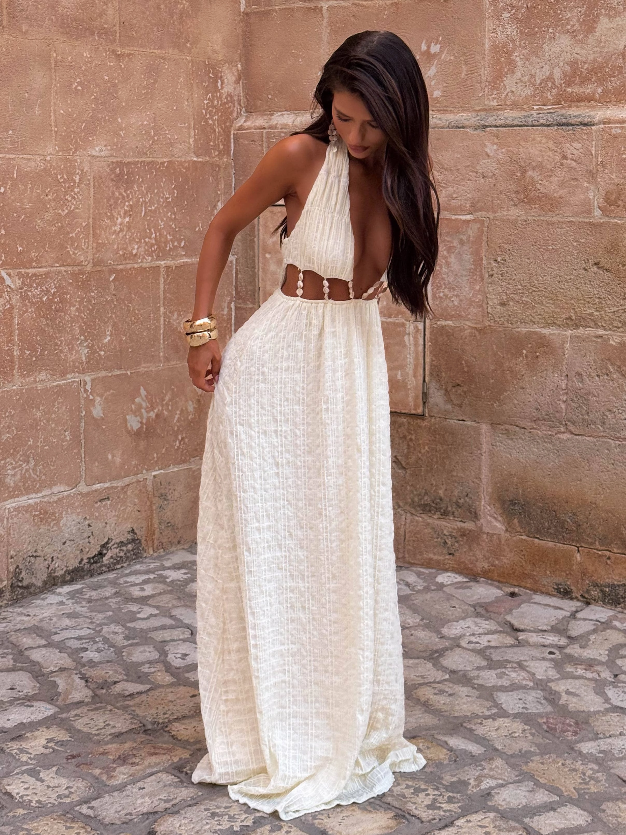 Perfect Comfort Wear Midi-Length SILVIAE MAXI DRESS WHITE