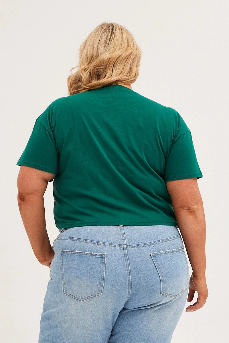 Customer Favorite Green Graphic T-shirt Atlanta Crop Cotton