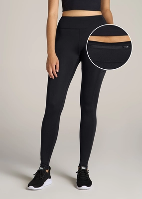 Women's Active Tall Leggings with Pockets in Black Budget Friendly Fade Resistant Beginner Level City Walk