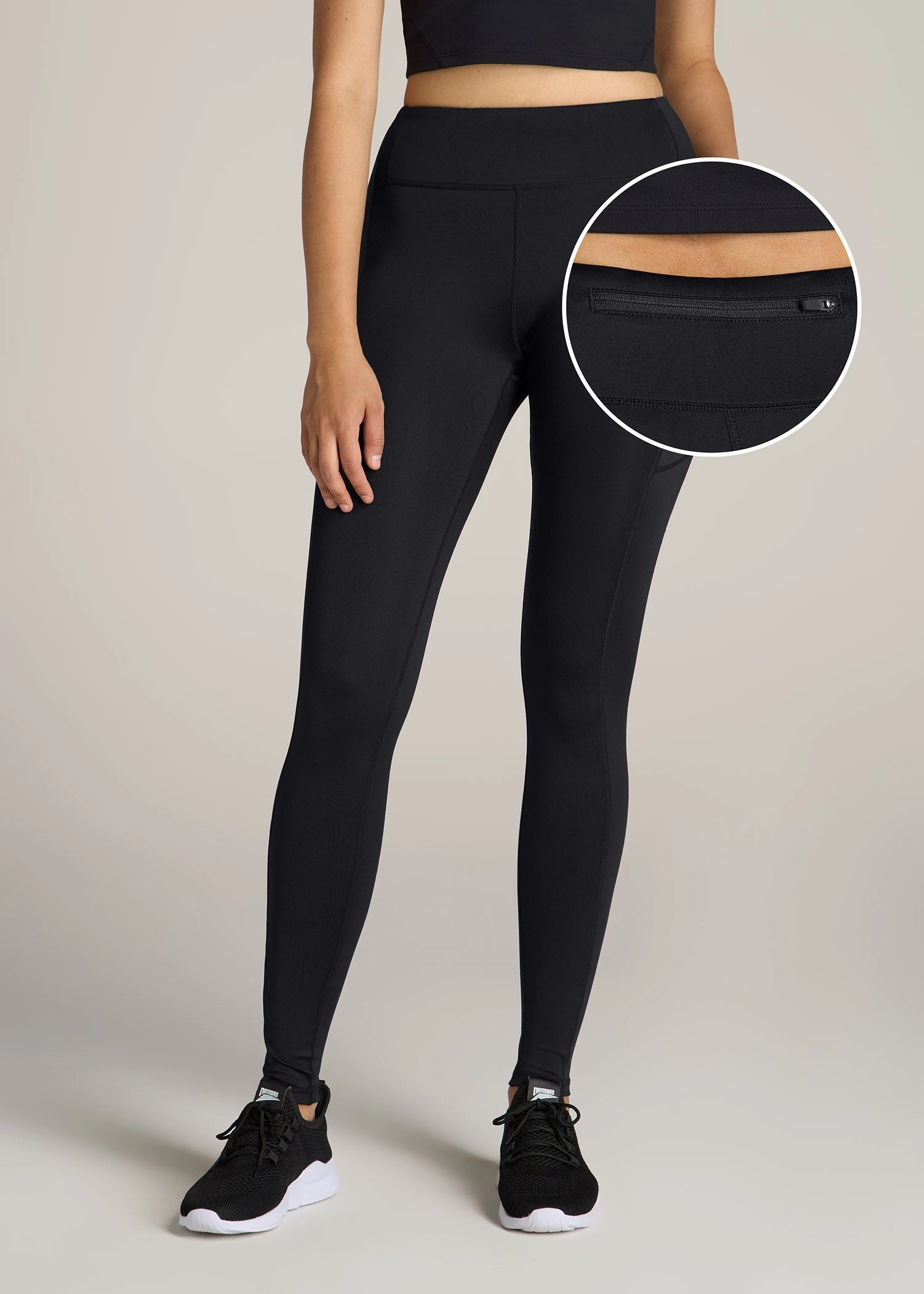 Women's Active Tall Leggings with Pockets in Black Budget Friendly Fade Resistant Beginner Level City Walk