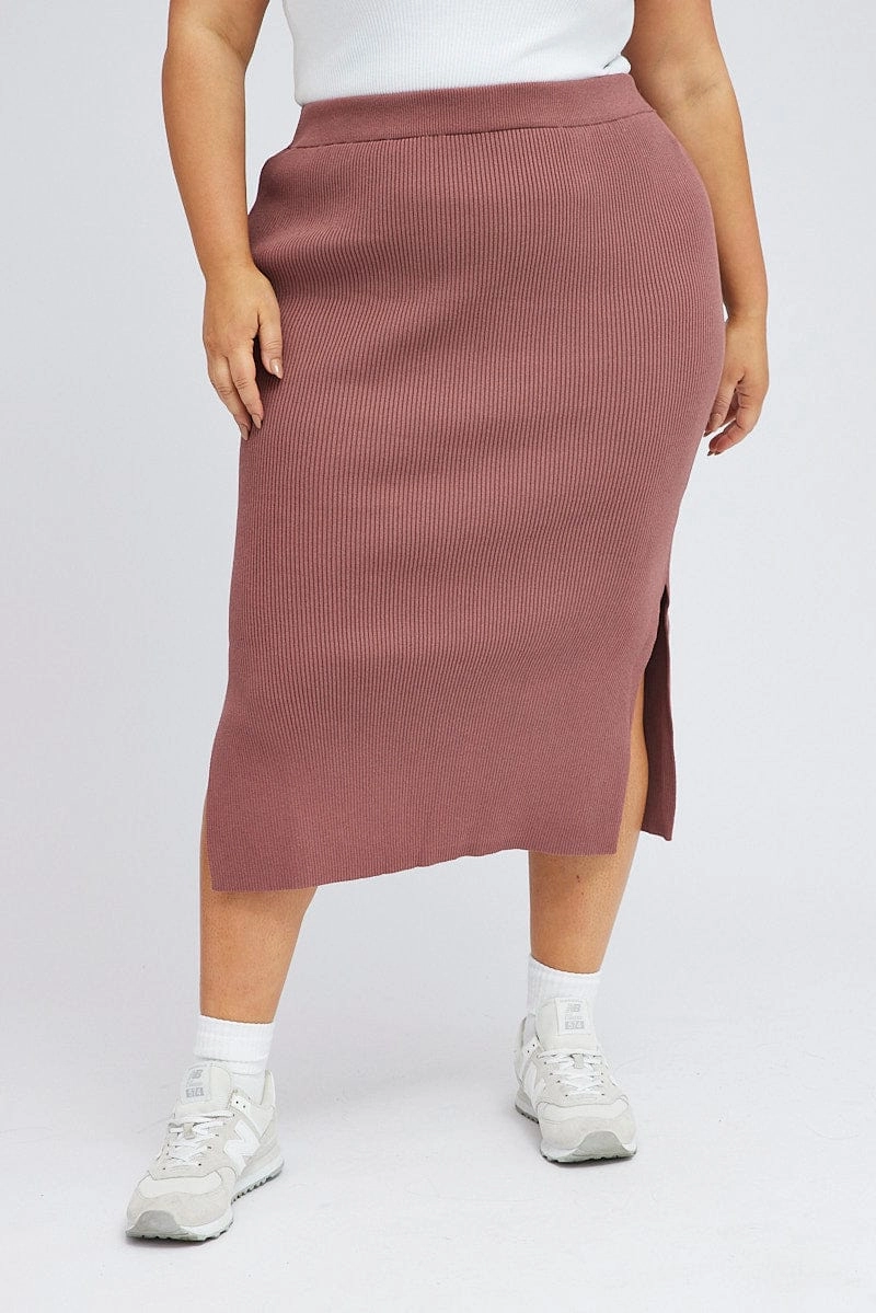 Purple Knit Skirt Midi Side Split Weekend Vibes Timeless Piece