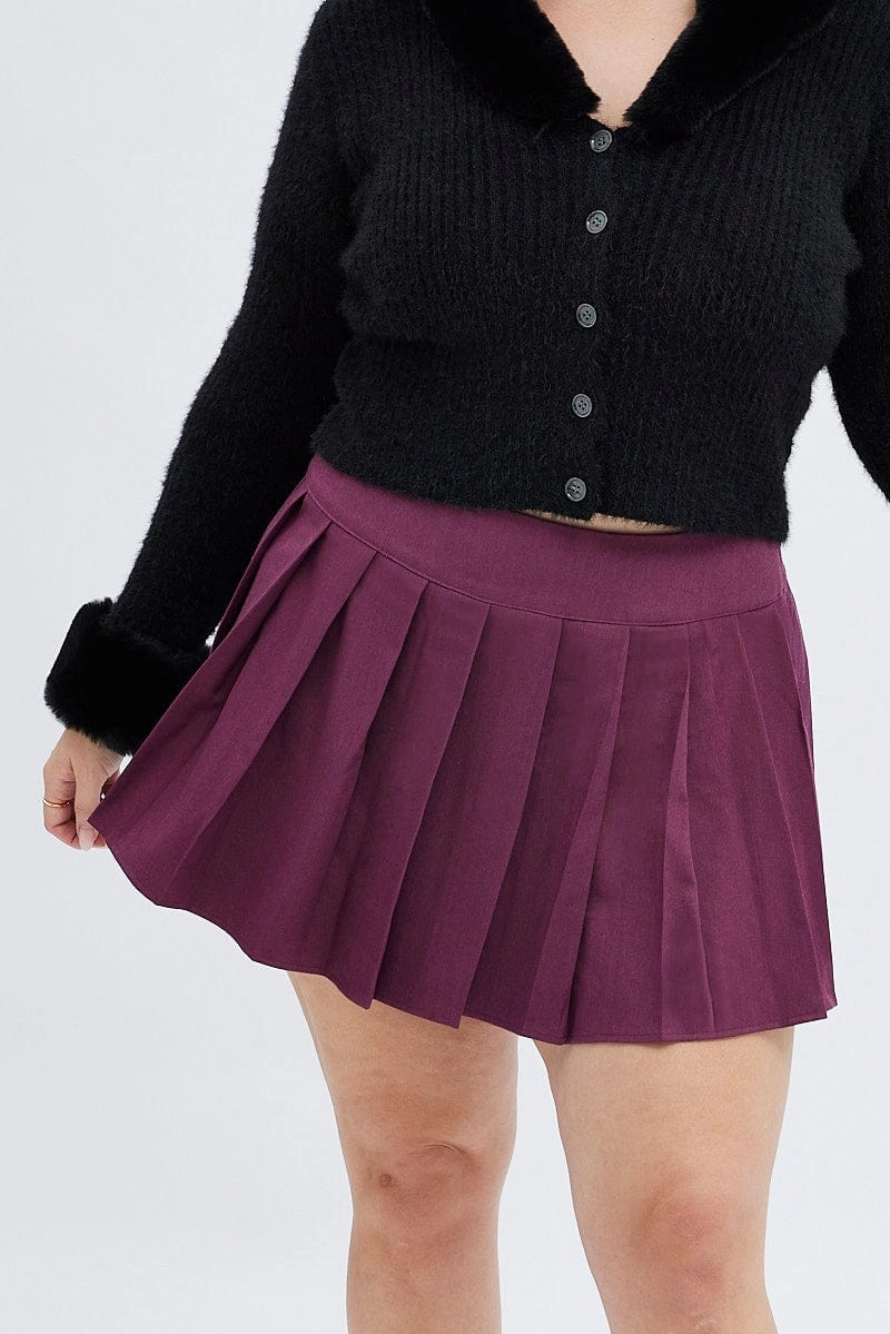 Purple Mini Tennis Skirt Lightweight Lining