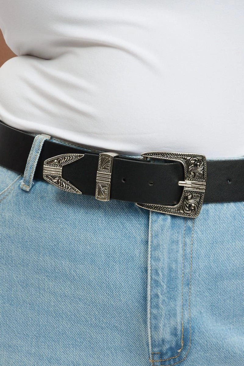 Neutral Lightweight Black Waist and Hip Jeans Western Belt