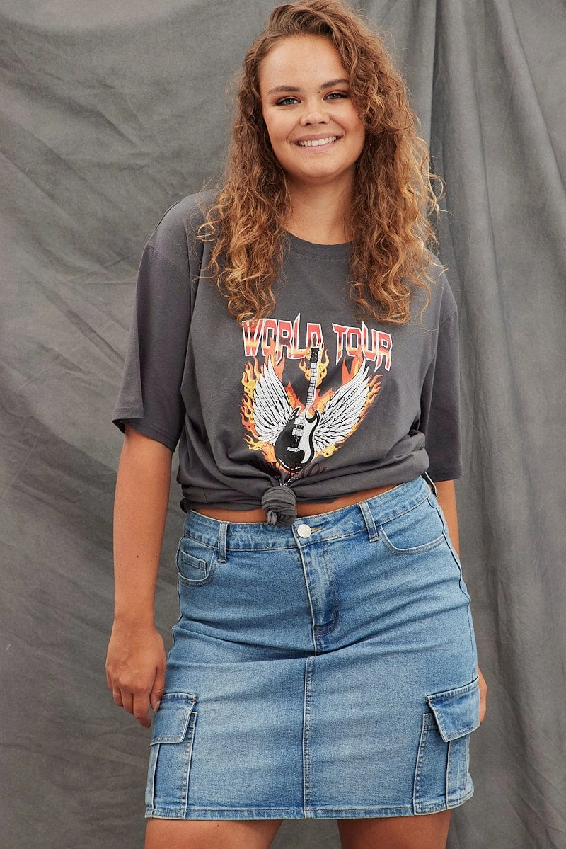 Layer Ready Fit Micro Perforation Grey Graphic T-shirt Short Sleeve Oversized World Tour