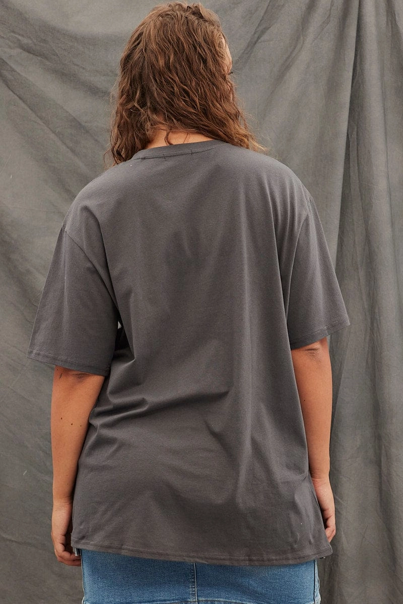 Grey Graphic T-shirt Short Sleeve Oversized World Tour Business Meeting