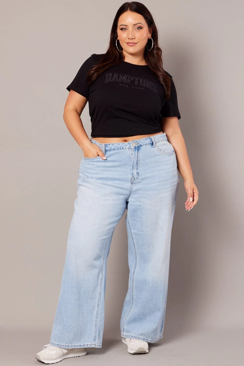 Recycled Polyester Blend Perfect For Relaxing Black Graphic T-shirt Short Sleeve Crew Neck