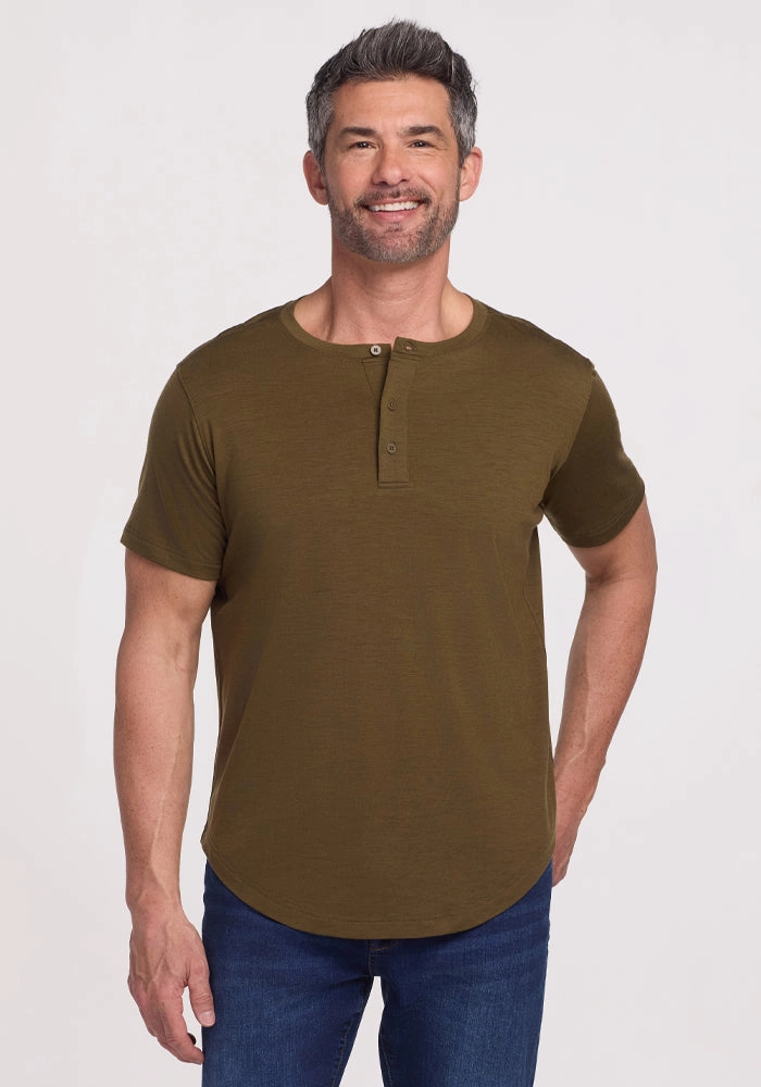 Seasonal Comfort Bronx Henley - Olive Leaf