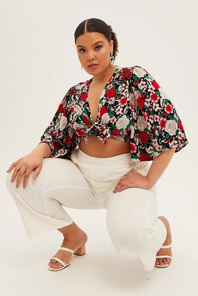 Multi Boho Crop Bolero Jacket Tie Front 3/4 Sleeve Heavyweight Durability
