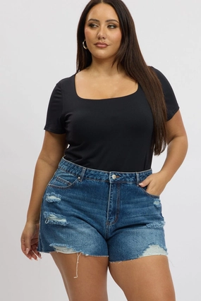 Quick Slip yoga clothing Denim Relaxed Shorts
