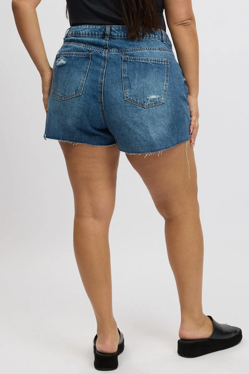 Quick Release Closure Denim Relaxed Shorts