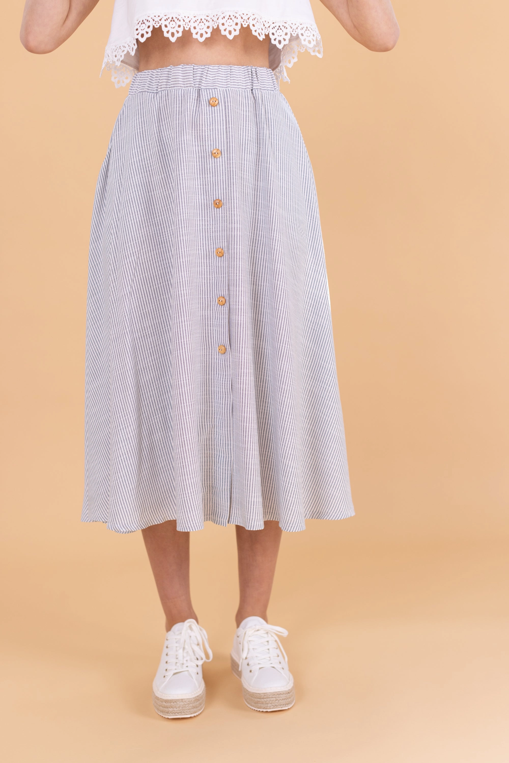 Skirt Marisa Stripes. Shape Enhancing A line