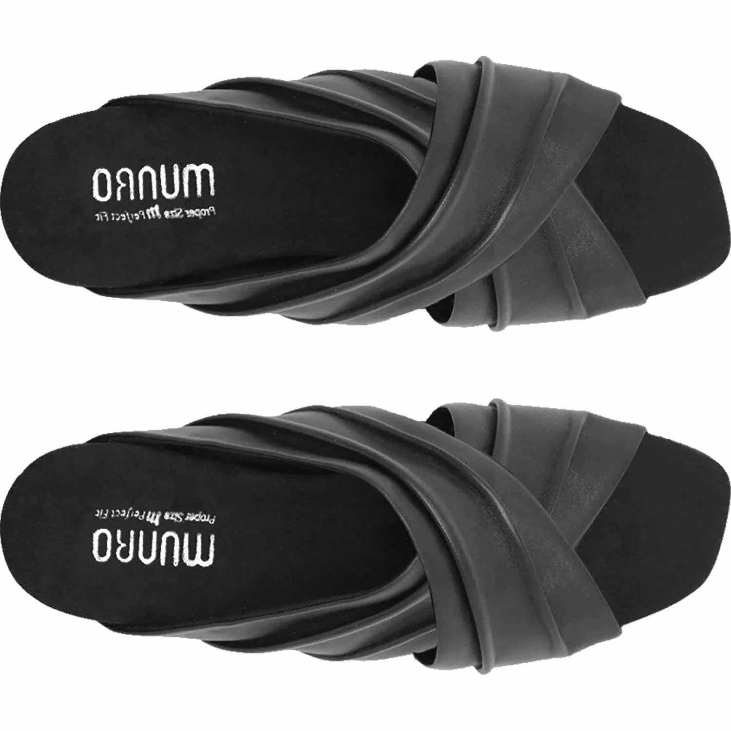 Munro Women's Lee Open Toe Sandal - Black Lamb Leather Quick Outing Post Gym