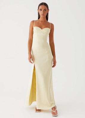 countryside Lounge Vibes Miss Bloom Maxi Dress - Lemon