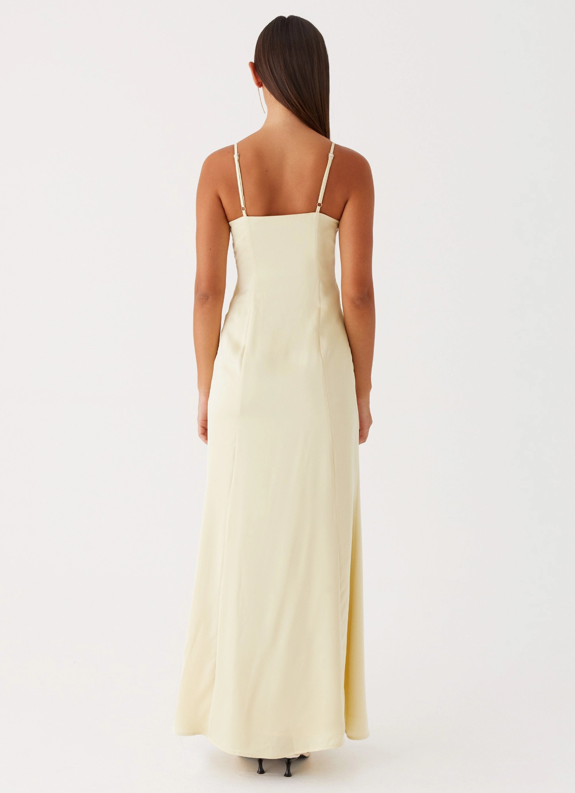 Rhinestone-Detail Tulle-Overlay Miss Bloom Maxi Dress - Lemon