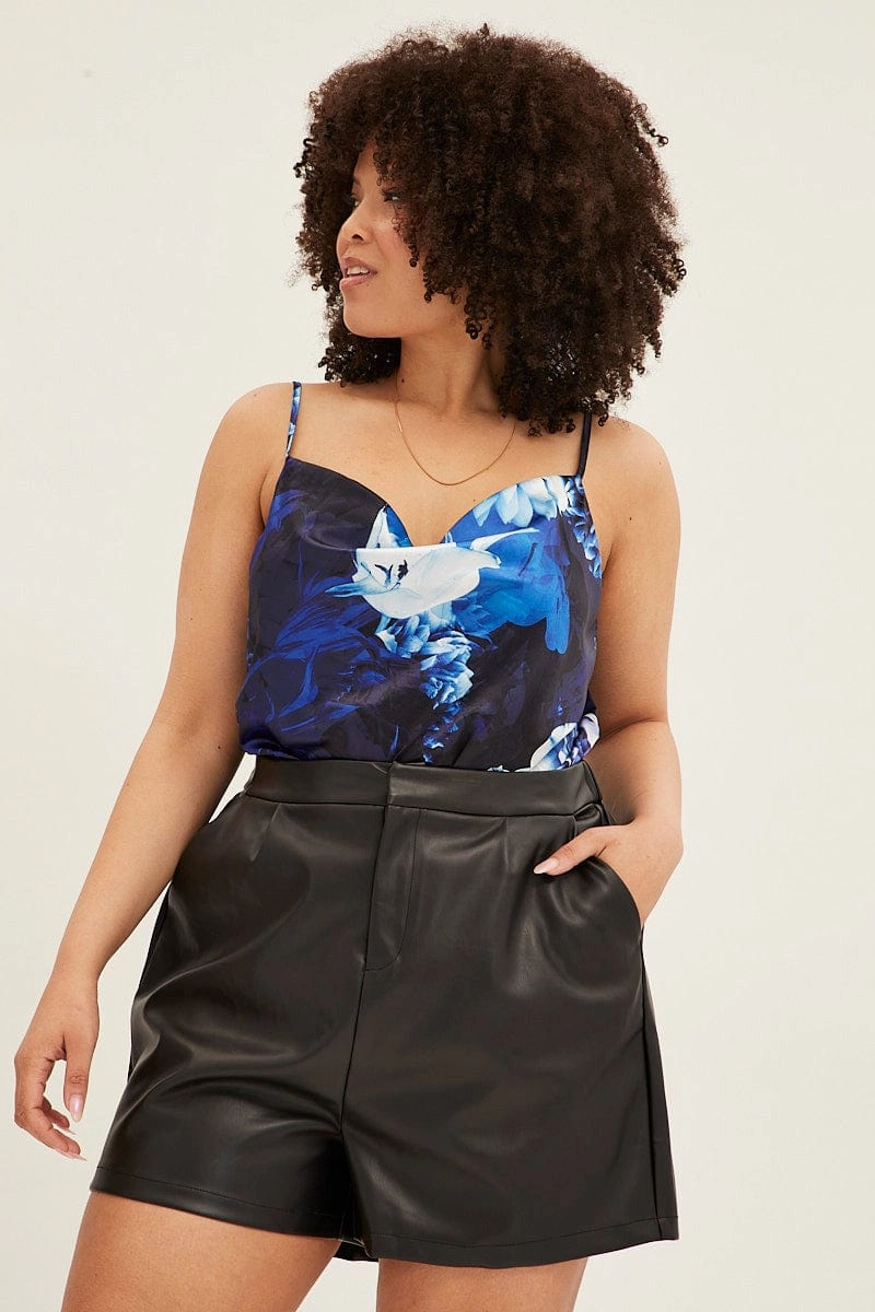 Black Faux Leather Shorts Dance wear