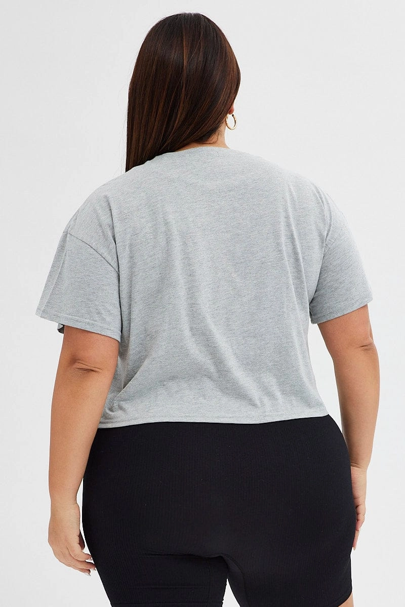 NonRestrictiveCut Grey Graphic T-shirt New York Print Crop Short Sleeve