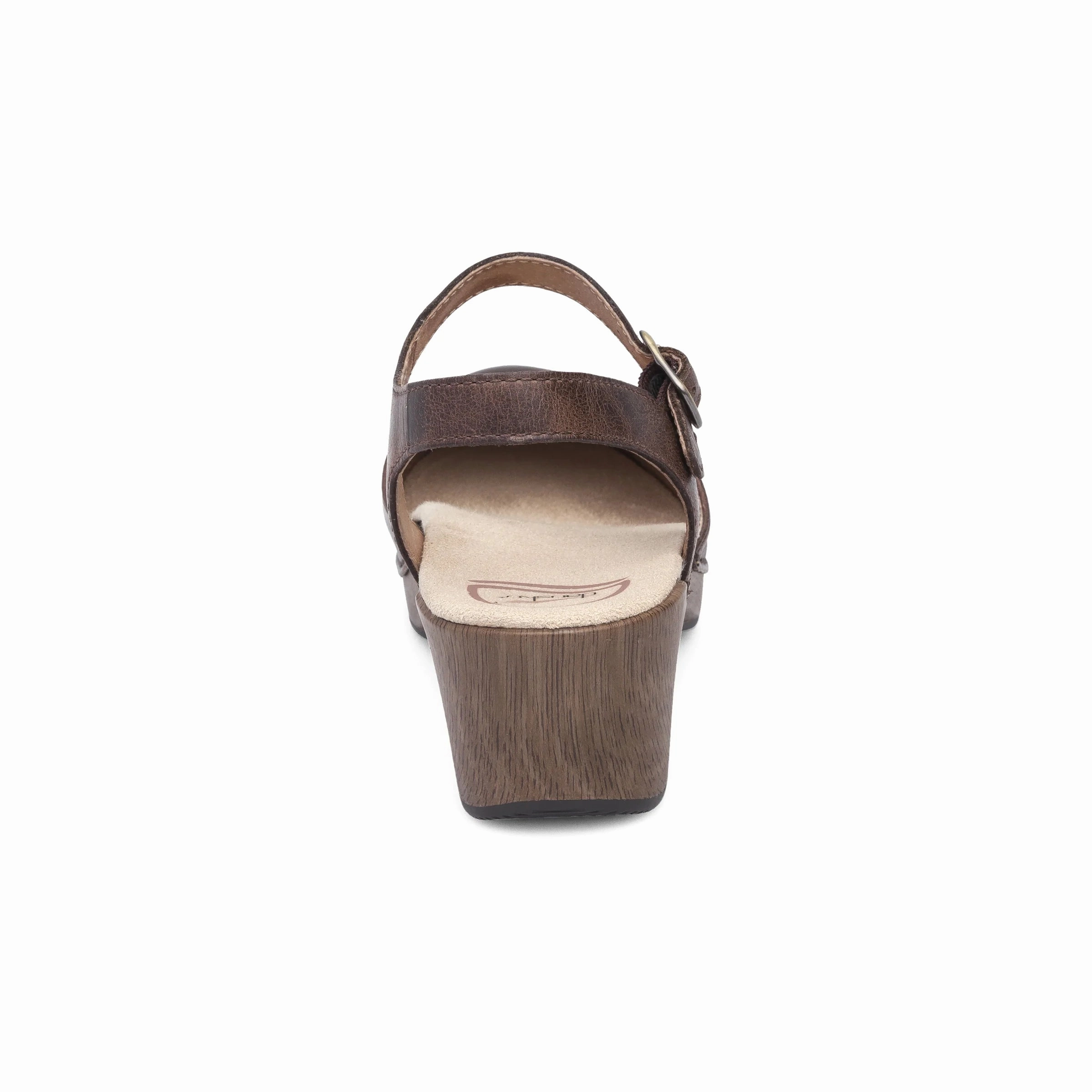 Dansko Women's Sam Vintage Pull Up Sandal - Teak Heel Ease Weather Resistant Material