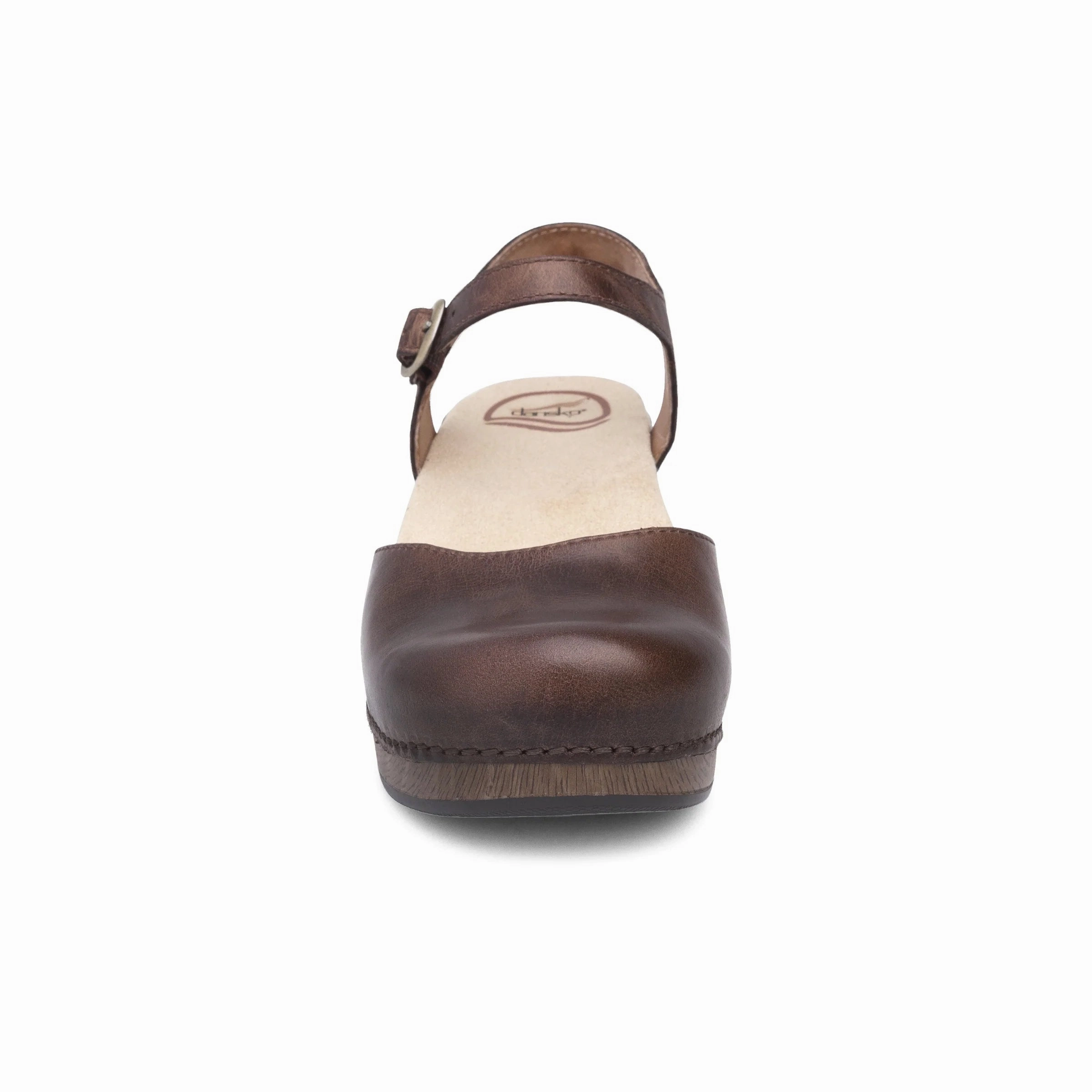 Supportive Footbed Toe Space Dansko Women's Sam Vintage Pull Up Sandal - Teak