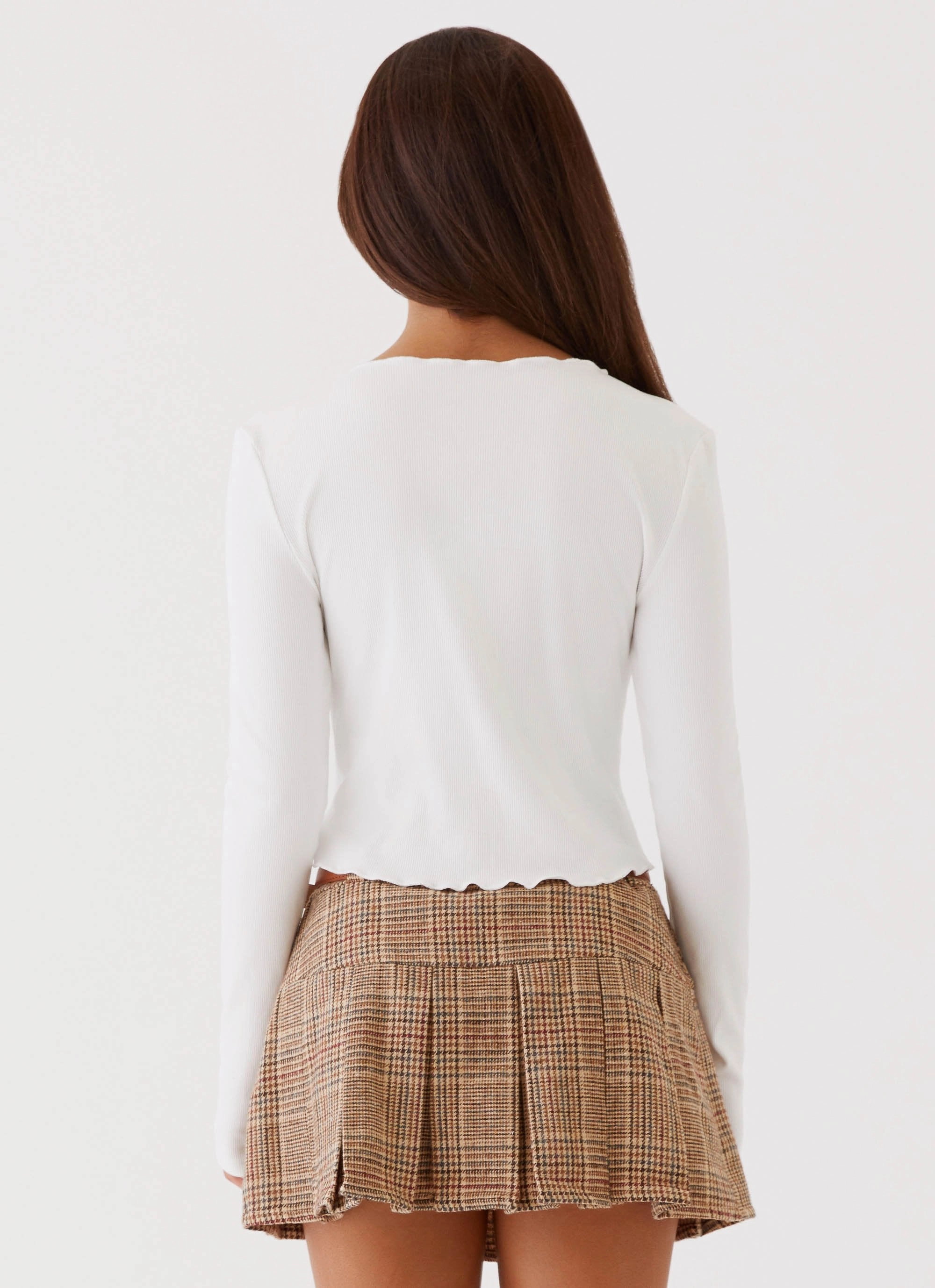 Simone Long Sleeve Bow Top - White Wrinkle Resistant Unique Style