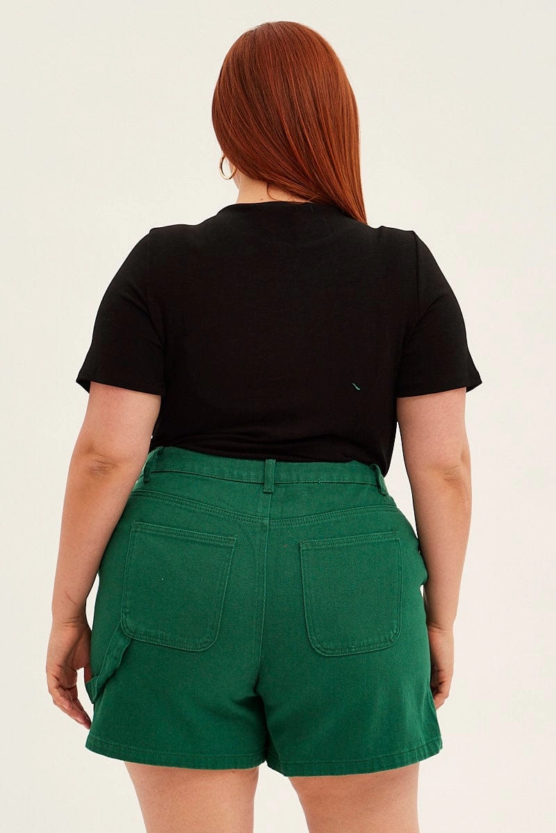 Green Carpenter Denim Shorts High Rise cyclists