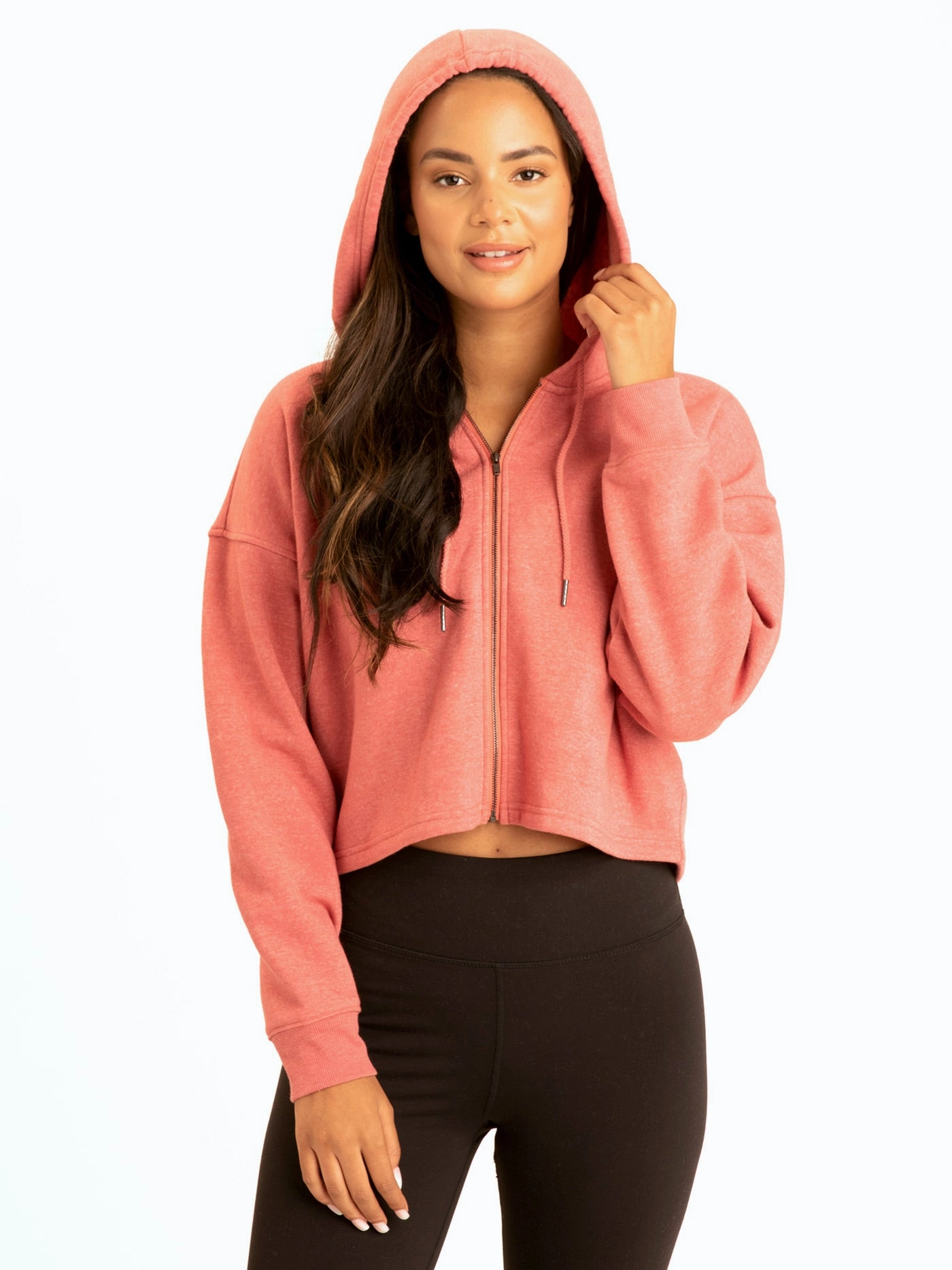 Layered Collar Flexible Elasticity Venetia Crop Hoodie