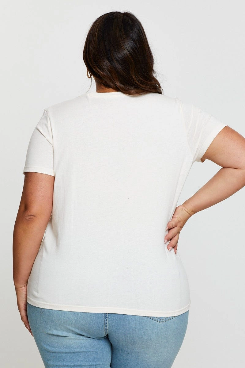 Beige Graphic T-shirt Miami Crew Neck Short Sleeve Sporty and Cool