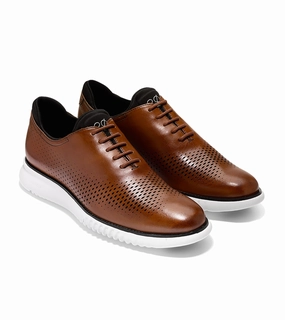 Cole Haan Men's 2.ZER?GRAND Lined Laser Wingtip Oxford - British Tan/Ivory Sunrise Stroll