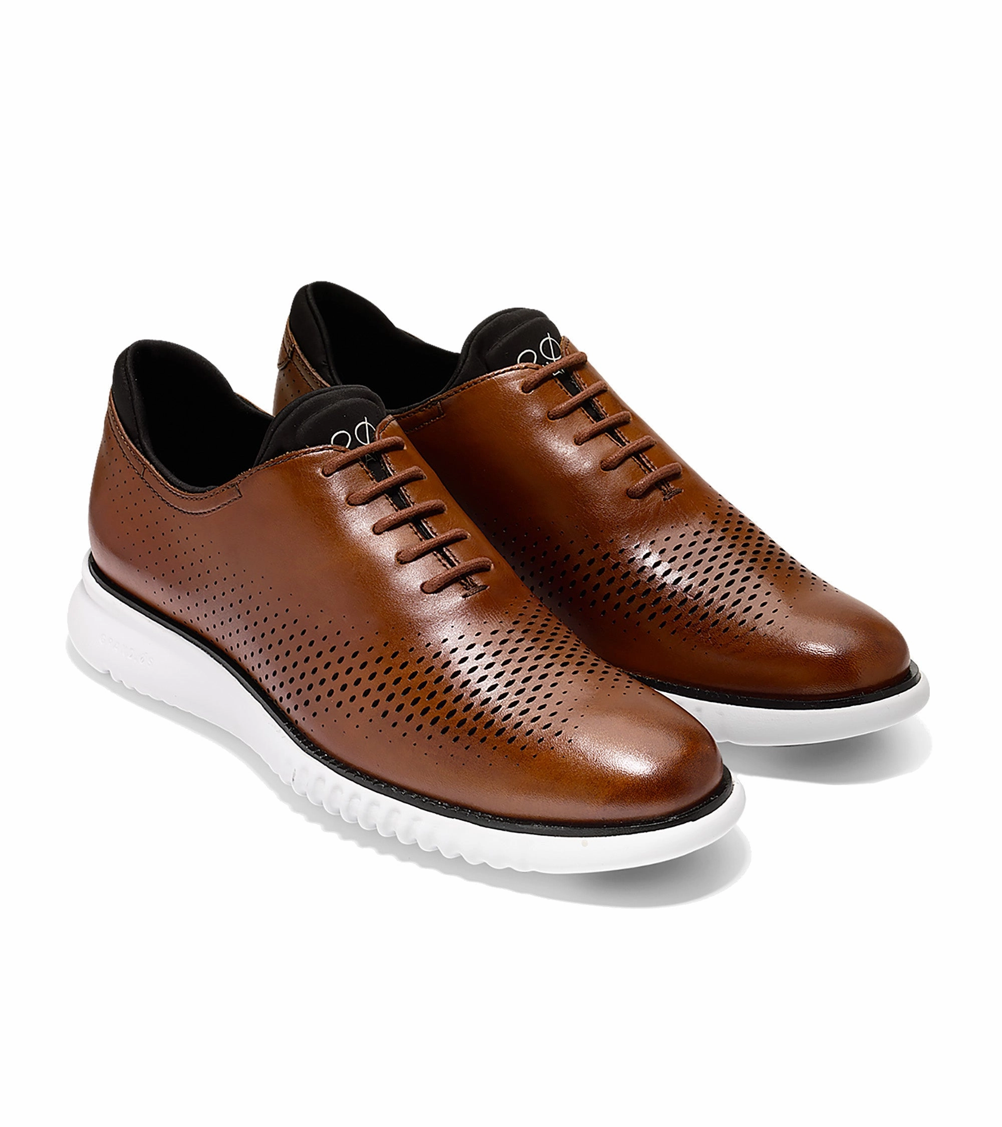 Relaxed Cushion Cole Haan Men's 2.ZER?GRAND Lined Laser Wingtip Oxford - British Tan/Ivory