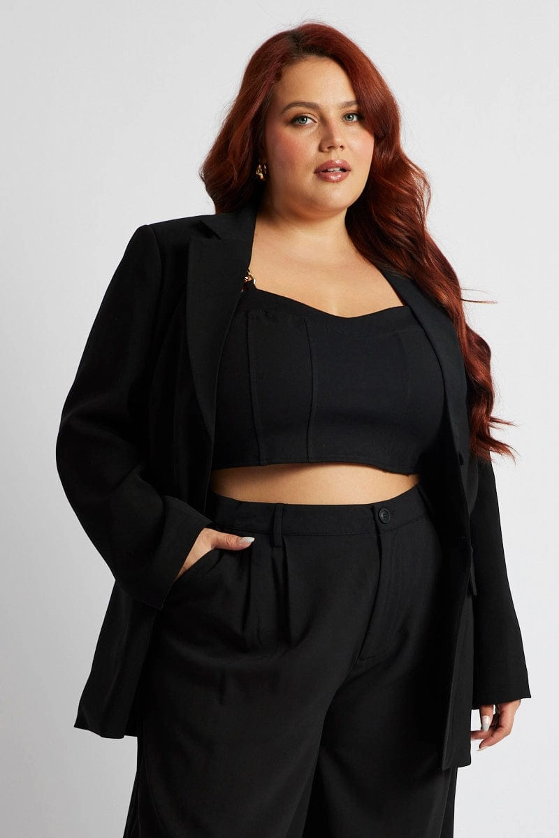 Black Fitted Jacket Fringe Detail Modern Layers