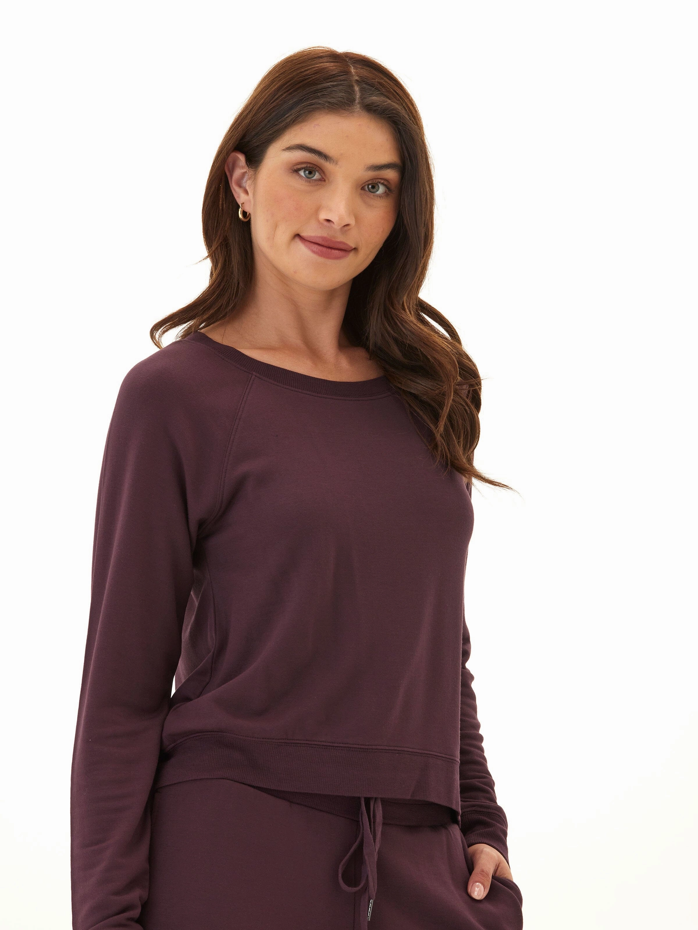 Suzanne Feather Fleece Raglan Pullover Hidden Ventilation