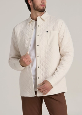 Quilted Shacket for Tall Men in Natural Relaxed Fit Silhouette